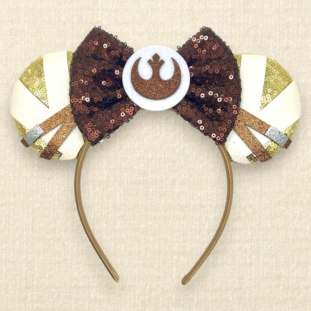 Gold Sequin Rey Skywalker Minnie Ears | Disney-Inspired Mouse Ears
